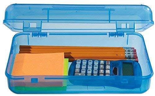 1InTheoffice Pencil Box, Translucent"Assorted Colors" (4 Pack) (Light Colored)