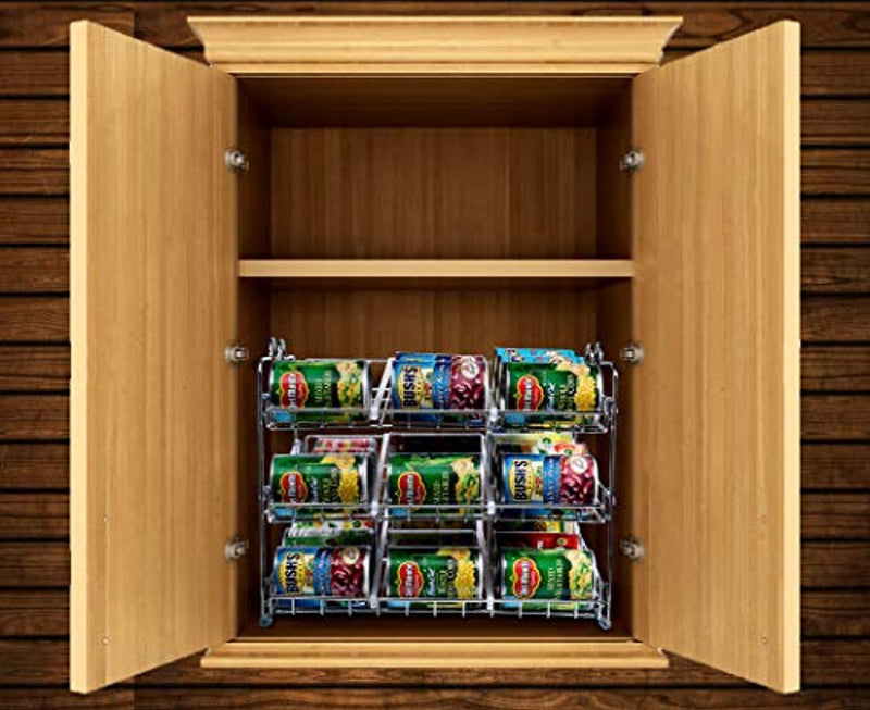 Stackable Can Rack Organizer, Storage for 36 cans - Great for the Pantry Shelf, Kitchen Cabinet or Counter-top. Stack Another Set on Top to Double Your Storage Capacity. (Chrome Finish)