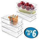 mDesign Large Stackable Kitchen Storage Organizer Bin with Pull Front Handle for Refrigerators, Freezers, Cabinets, Pantries