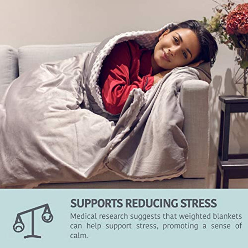 Mela Comfort Weighted Blanket - 15LBS - Adult Queen Size - Supports Healthy Sleep & Can Help Reduce Stress - Premium Model - Includes Super Soft & Washable Reversible Cover - 100 Night Free Trial