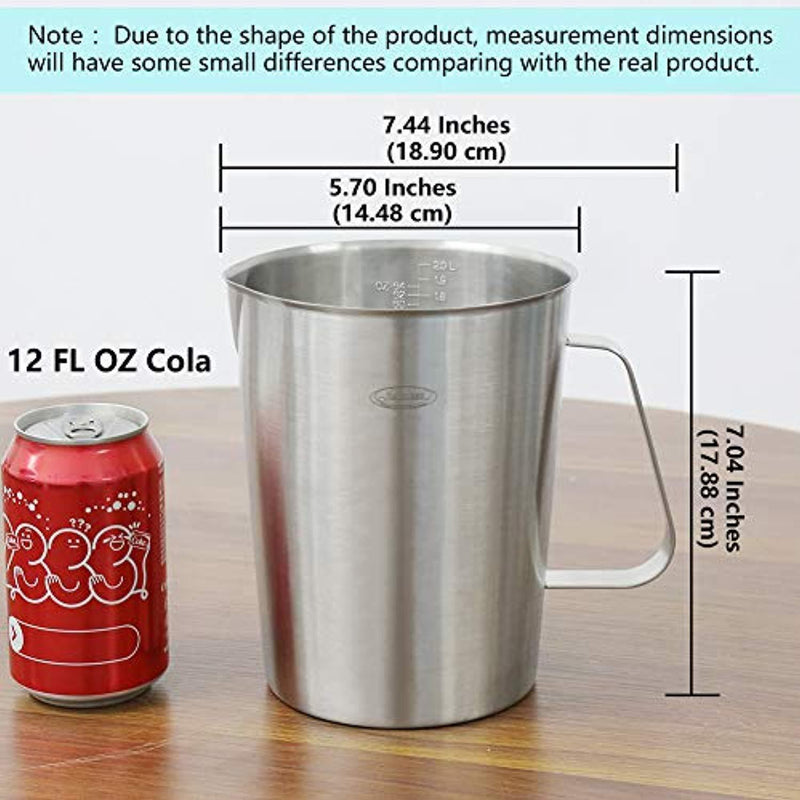 Measuring Cup, [Upgraded, 3 Measurement Scales, Including Cup Scale, ML Scale, Ounce Scale], Newness Stainless Steel Measuring Cup with Marking with Handle, 64 Ounces (2.0 Liter, 8 Cup)
