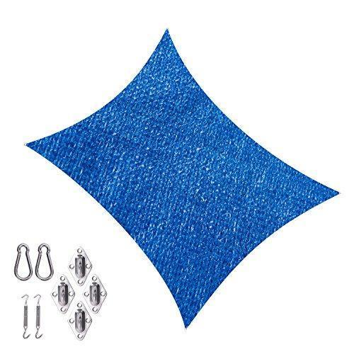 Cool Area Rectangle 13' X 19'8'' Sun Shade Sail with Stainless Steel Hardware Kit, UV Block Fabric Patio Shade Sail in Color Sand