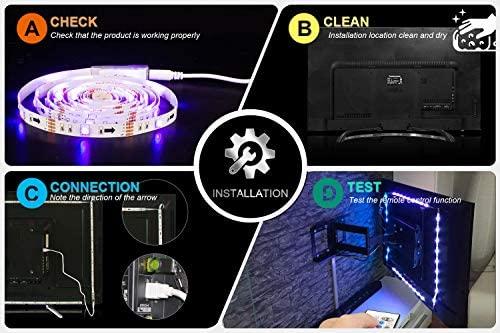 PANGTON VILLA Led Strip Lights 6.56ft for 40-60in TV, USB LED TV Backlight Kit with Remote - 16 Color Changing 5050 Leds Bias Lighting for HDTV