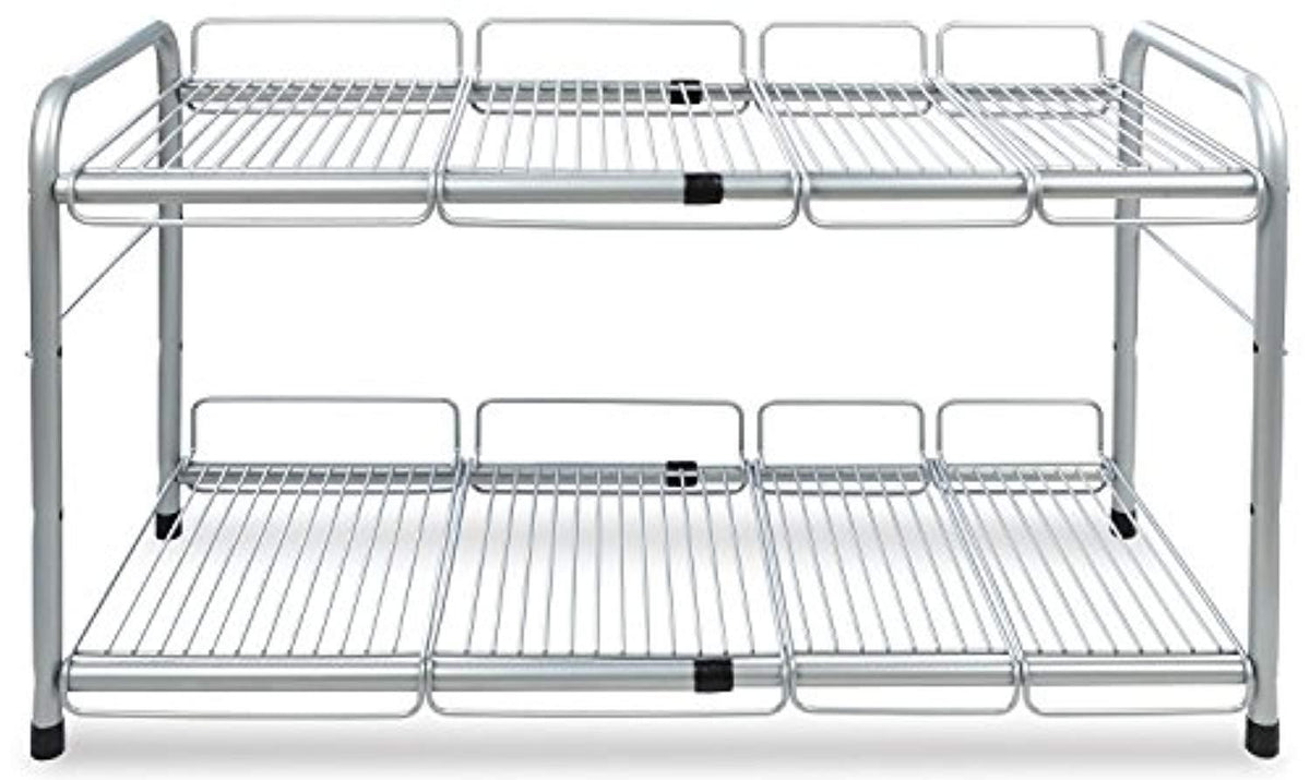 Surpahs 2 Tier Under Sink Expandable Shelf Organizer, Storage Rack (Silver)