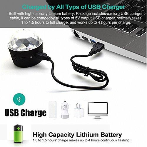 [2-Pack] Wireless Disco Ball Lights Battery Operated Sound Activated LED Party Strobe Light Mini Portable RGB DJ Stage Light with USB by Opard