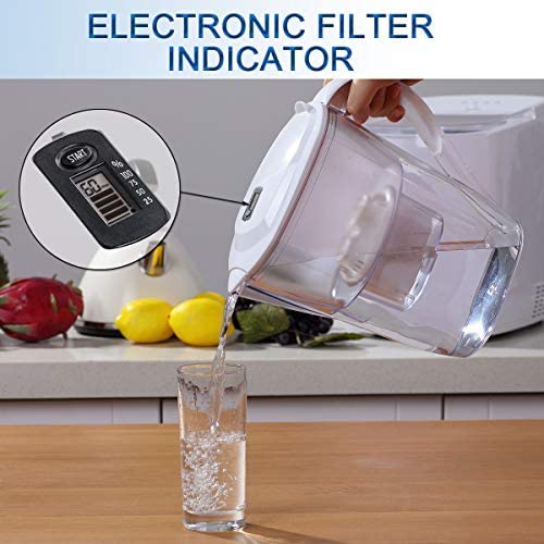 Homeleader Water Filter Pitcher, 3.5L Purifier with Electronic Filter Indicator, 1 Standard Filters, BPA Free, Technology for Superior Filtration & Taste