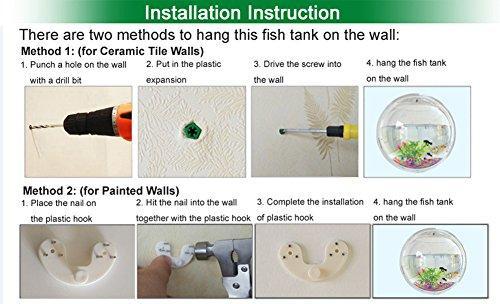 Sweetsea Hanging Wall Mounted Fish Bowl Aquaponic Tank Aquariums Plant Fish Bubble - Clear (Medium)