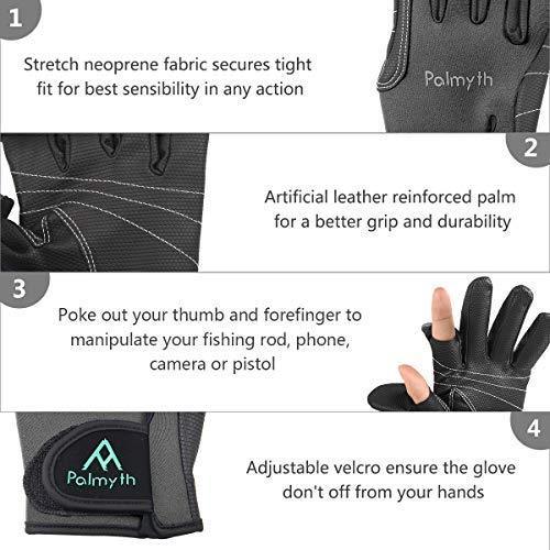 MANO Neoprene Fishing Gloves for Men and Women 2 Cut Fingers Flexible Great for Photography Fly Fishing Ice Fishing Running Touchscreen Texting Hiking Jogging Cycling Walking