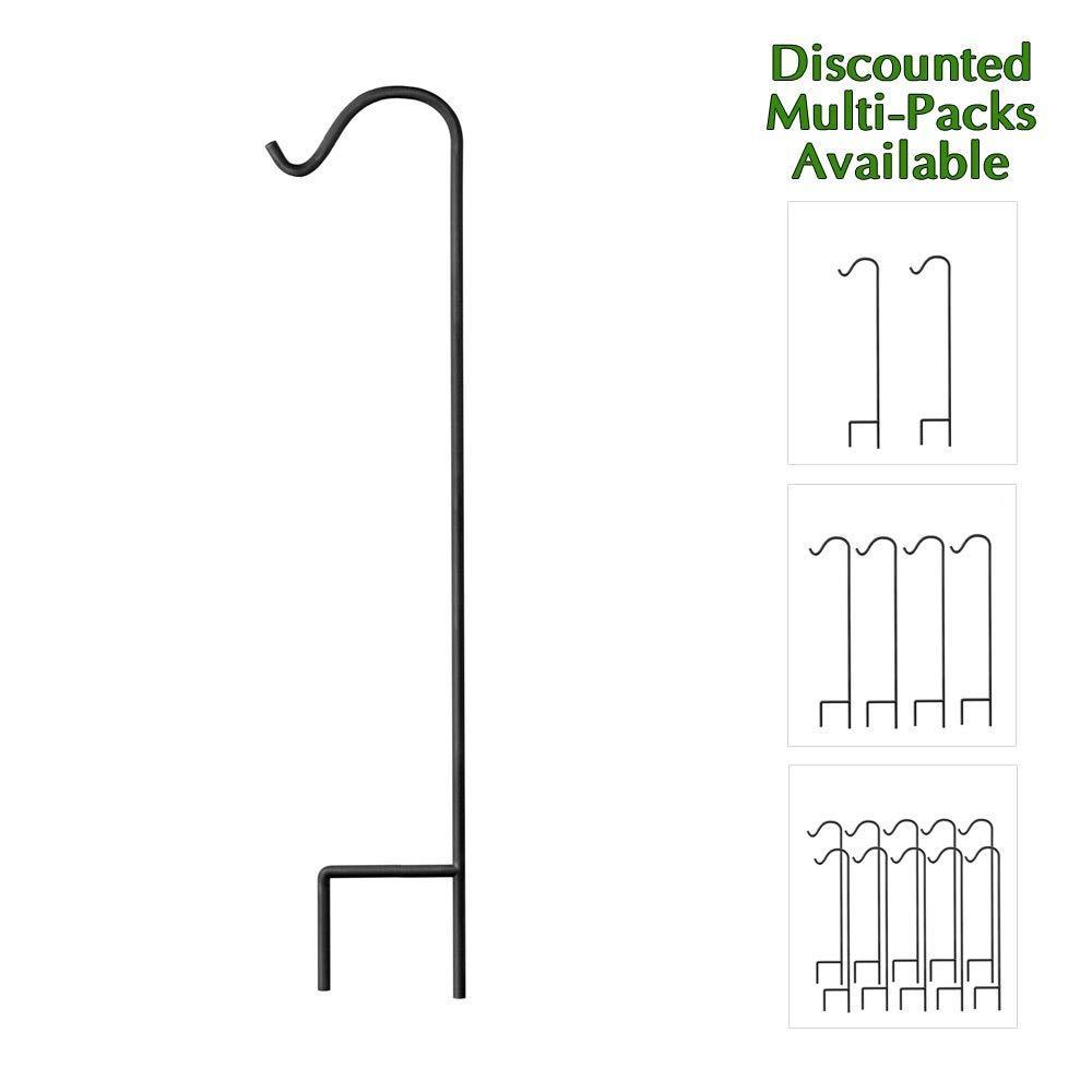 Gray Bunny Shepherd Hook, 48 Inch Black, Set of 4, Super Strong Rust Resistant Premium Metal Hook for Weddings, Hanging Plant Baskets, Solar Lights Lanterns Bird Feeders Mason Jars & Plant Hangers