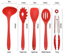 Silicone Heat Resistant Kitchen Cooking Utensil 10 Piece Cooking Set Non-Stick Kitchen Tools (Red)