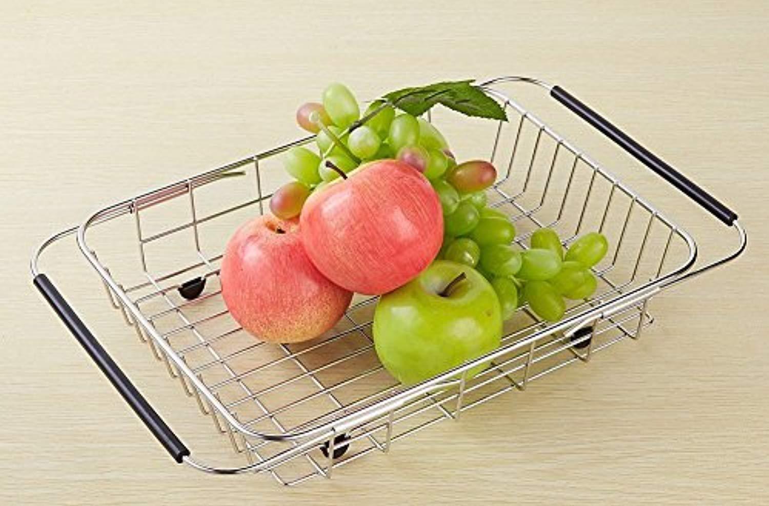 KES Adjustable Large Over Sink Dish Rack Dish Drying Rack, Stainless Steel Dish Drainer Functional Kitchen Sink Organizer for Drying Vegetable and Fruit and Silverware- Rustproof