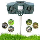 Ultrasonic Solar Animal & Pest Repeller - With 30' Motion Sensor, Flashing LED Light - Pest Control For Raccoon, Cats, Dogs, Deer, Birds - Weather Proof Design - Includes 3 Batteries & USB Cable by Abco Tech