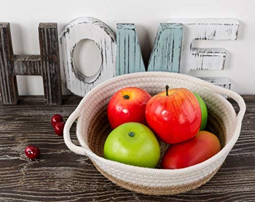 Goodpick 2pack Cotton Rope Basket - Woven Storage Basket - 9.8" x 8.7" x 2.8" Small Rope Baskets for Kids Home Decor Toy Basket Organizer - Desk Basket Containers for Jewellery, Keys - Hemp Rope Bowl