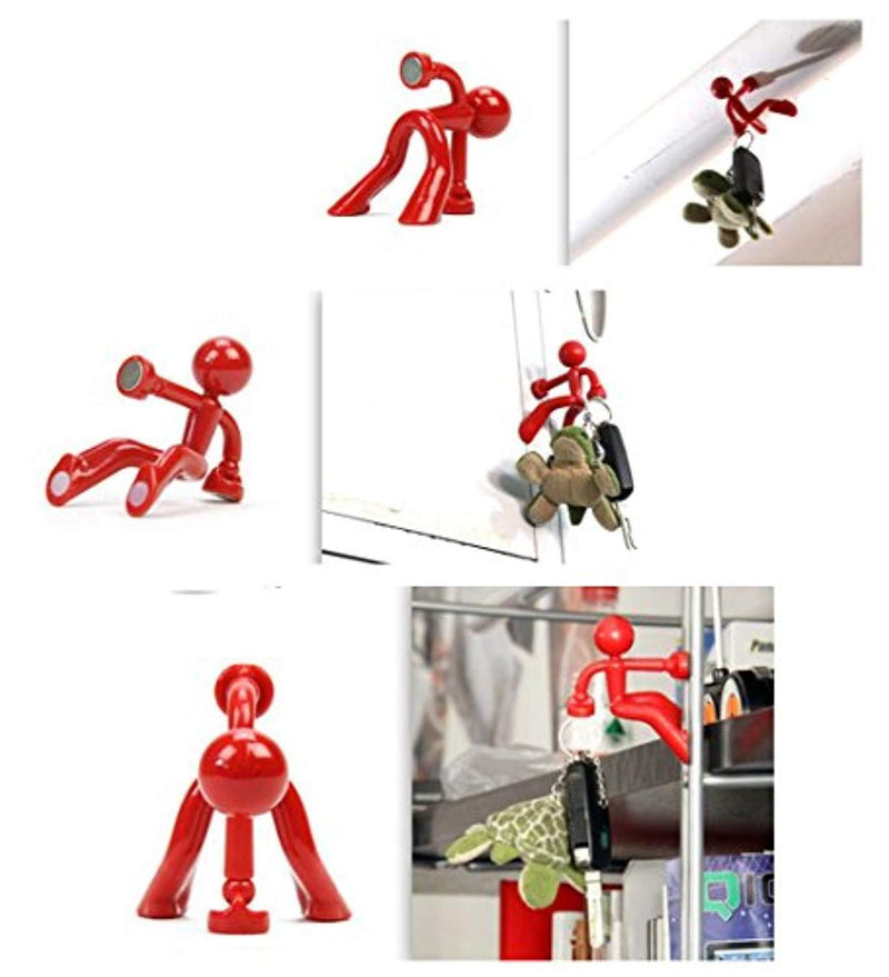 Meta-U Set of 4 Strong Magnetic Key Holder Hook with Wall Climbing Man Design | Random Color