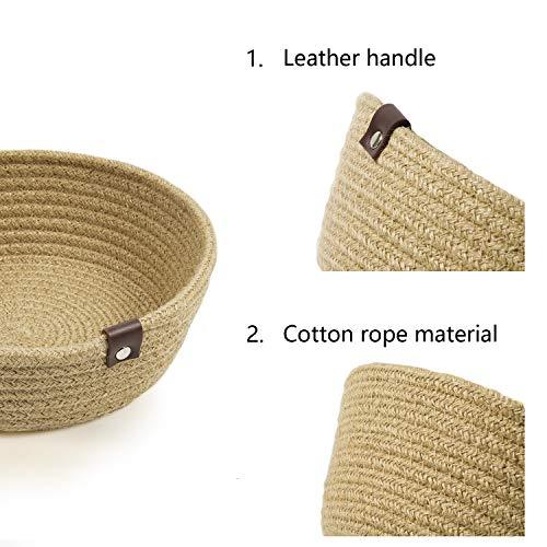 Goodpick 3pack Small Basket - Woven Jute Storage Basket for Kitchen Corner Basket for Snack Storage Cute Basket for CosmetiHome Storage Baskets for Shelves Gift Baskets, Hemp