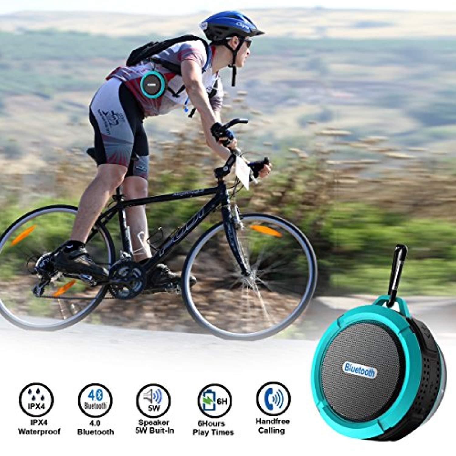 8Gtech Shower Speaker, Waterproof Wireless Bluetooth Speaker with 5W Driver, Suction Cup, Built-in Mic, Hands-Free Speakerphone, Portable Waterproof Bluetooth Speaker for Pool, Beach,Bicycle,Outdoor
