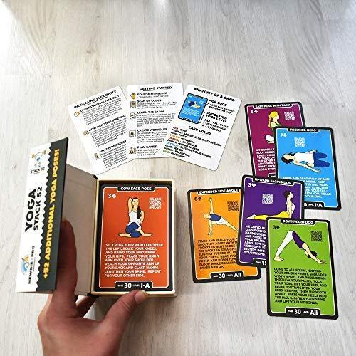 Stack 52 Yoga Exercise Cards: Designed by Certified Yoga Instructor. Video Instructions Included. Beginner to Advanced Poses and Asana Workout Games. Improve Fitness and Flexibility.