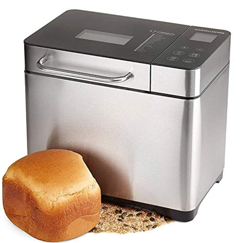 KBS Bread Machine, 19 Automatic Programs, Programmable Breadmaker Machine with 3 Crust Color, 15 Hours Delay Time and LCD Display-Stainless, 2LB