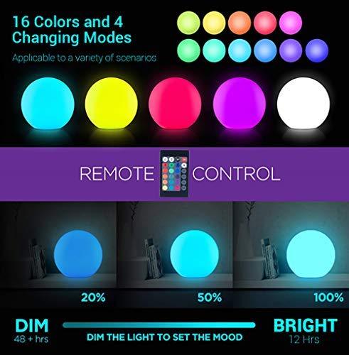 LED Light Ball LOFTEK: 16-inch RGB Colors Light Sphere with Remote Control, Cordless Floating Pool Lights, IP68 Waterproof and Rechargeable Battery, Sensory Toys for Kids, Home, Garden, Party Decor