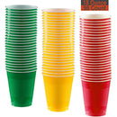 Sun & Sprouts 18 oz Party Cups, 96 Count - Festive Green, Sunshine Yellow, Red - 32 Each Color