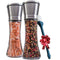 Salt and Pepper Grinder Set of 2 - Tall Salt and Pepper Shakers with Adjustable Coarseness by Ceramic Rotor - Stainless Steel Pepper Mill Shaker and Salt Grinders Mills Set with FREE Cleaning Brush by Wonder Sky