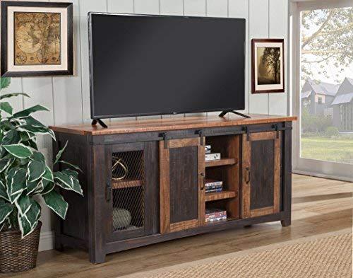 Martin Svensson Home Taos 65" TV Stand, Antique White & Aged Distressed Pine, Antique White and Aged Distressed Pine