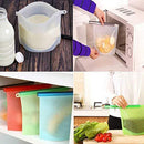 4-Pack Reusable Silicone Food Storage Bag | KOMUEE Airtight Seal Storage Container, Leakproof & Fresh for Food,Snacks,Fruit + 6 Silicone Stretch Lids | BPA Free, FDA Approved (Colour)
