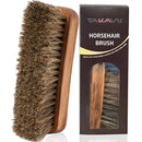 TAKAVU 6.7" Horsehair Shoe Shine Brush - 100% Soft Genuine Horse Hair Bristles - Unique Concave Design Wood Handle - Comfortable Grip, Anti Slip - for Boots, Shoes & Other Leather Care (