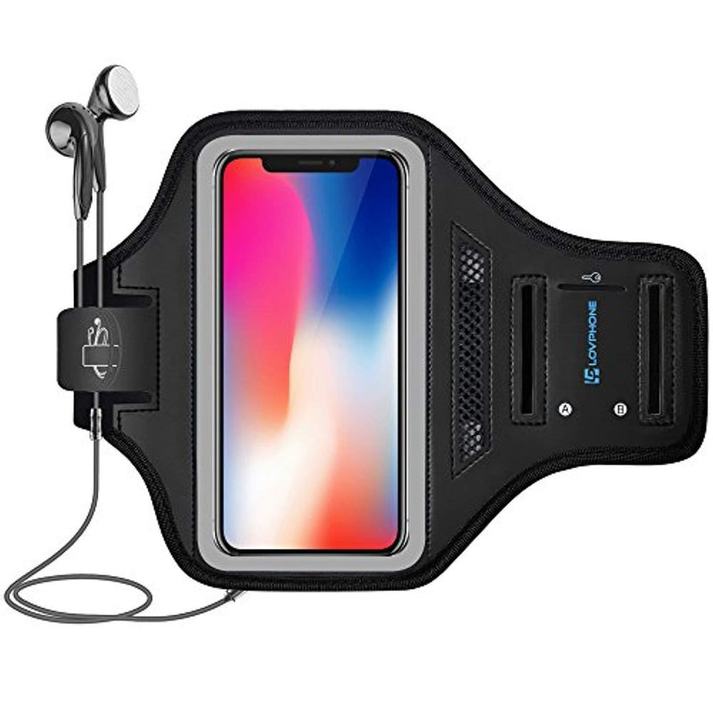 LOVPHONE iPhone X/XS Armband Sport Running Exercise Gym Sportband Case for iPhone X/iPhone Xs,Fingerprint Sensor Access Supported, with Key Holder & Card Slot,Water Resistant and Sweat-Proof(Blue)