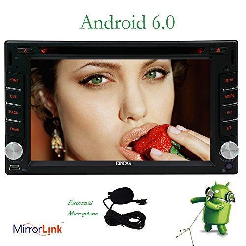 Double Din EinCar Android 6.0 Car Stereo with 7'' Full touch screen In Dash Navigation Headunit GPS Vehicle Radio Receiver Support 1080P/Bluetooth/Mirrorlink/External Mic/WiFi with Front & Rear Camera