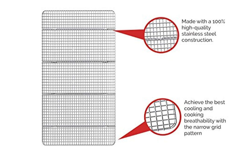 Baking Rack, Cooling Rack, 14" X 20" Stainless Steel 304 Grade Roasting Rack - Heavy Duty Oven Safe, Commercial Quality Cooling Racks For Baking (14" X 20")