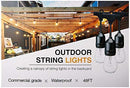 SUNTHIN Pack of 2 48ft String of Lights with 15 x E26 Sockets and Hanging Loops 18 x 11 Watt S14 Bulbs 3 Spares Indoor Outdoor String Lights Commercial String Lights Patio Lights Light Strings