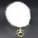 Miraclekoo Rabbit Fur Ball Pom Pom KeyChain Gold Plated Keychain with Plush for Car Key Ring or Handbag Bag Decoration (Orange Pink)