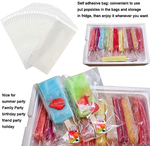 Goging Homemade Popsicle Molds Shapes, Silicone Frozen Ice Popsicle Maker-BPA Free, with 50 Popsicle Sticks, 50 Popsicle Bags, Funnel and Ice Pop Recipes(10 Cavities)