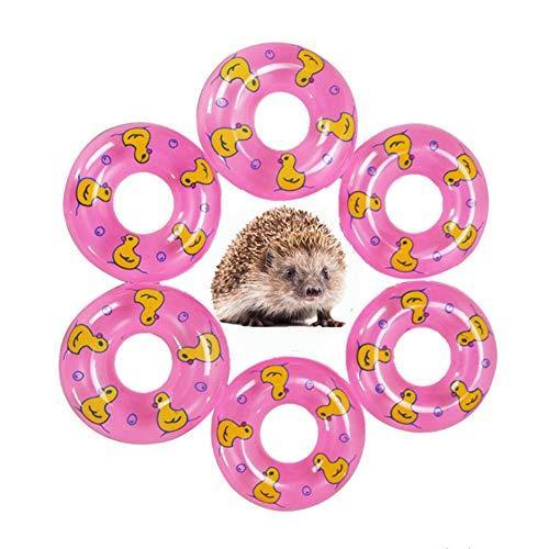 HCICHEN TEC 3.74 Inch Small Animal Hedgehog Fancy Mouse Bath Collar Ring Yellow Duck Transparent Swimming Rings Hamster Swim Life Jacket Float Coat Photo Shoot Toy Cage Accessories(6 Pack)