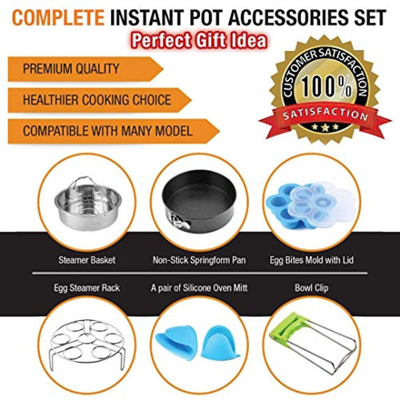 Instant Pot Accessories Set Fits 5,6,8 Qt Pressure Cooker/7 Pcs/Steamer Basket/Silicone Egg Bite Mold/Non Stick SpringForm Pan/Egg Steamer Rack/Silicone Oven Mitts/Bowl Clip, Gift Ideal by Buddy Pro