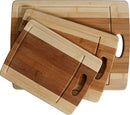 CC Boards 3-Piece Bamboo Cutting Board Set: Wooden butcher block boards with juice groove and handle; Slice veggies, bread or meat; great for serving cheese and crackers