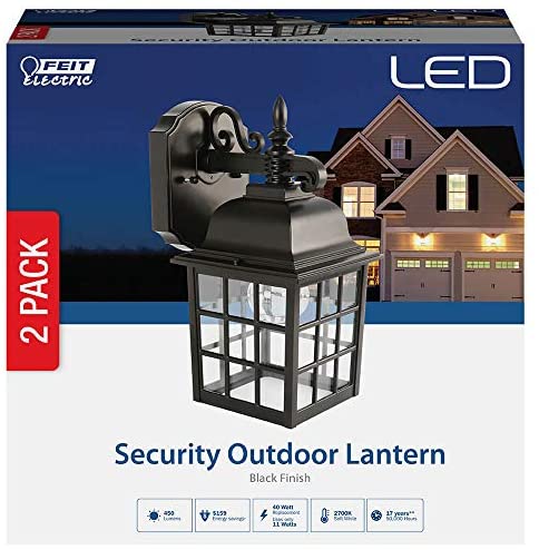 Feit Electric  LED Black Lantern, Security Outdoor Light, 2700K