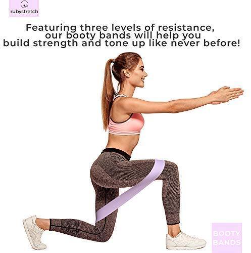 RubyStretch Booty Bands for Women, 3 Exercise Bands Fabric Resistance Bands for Legs and Butt, Fitness Bands Non Slip Loop Glute Bands, Elastic Squat Bands for Butt and Thighs, 3 Hip Bands