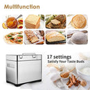 KBS Automatic 2LB Bread Maker Machine, Large LCD Display Touch with Nut Dispenser, Programmable 17 Menus 3 Crust Colors, 1 Hour Keep Warm 15 Hrs Delay Time, Gluten Free Whole Wheat, Stainless Steel