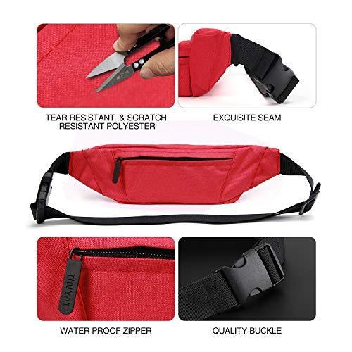 RedSwing Small Fanny Pack for Traveling Hiking Running Walking Outdoor Sports for Men Women, 4 Pockets Waist Pack Fits Most Smartphones, Black/Blue/Grey/Red