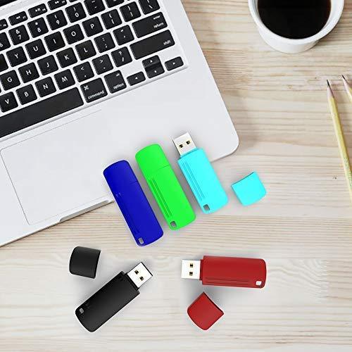 64 GB USB Flash Drive 5 Pack Bulk K&ZZ USB 2.0 Thumb Drives Memory Stick Multi Pack USB Gig Drive Flash Disk Portable Keychain Design (64GB, 5 Colors: Black Red Blue Cyan Green)