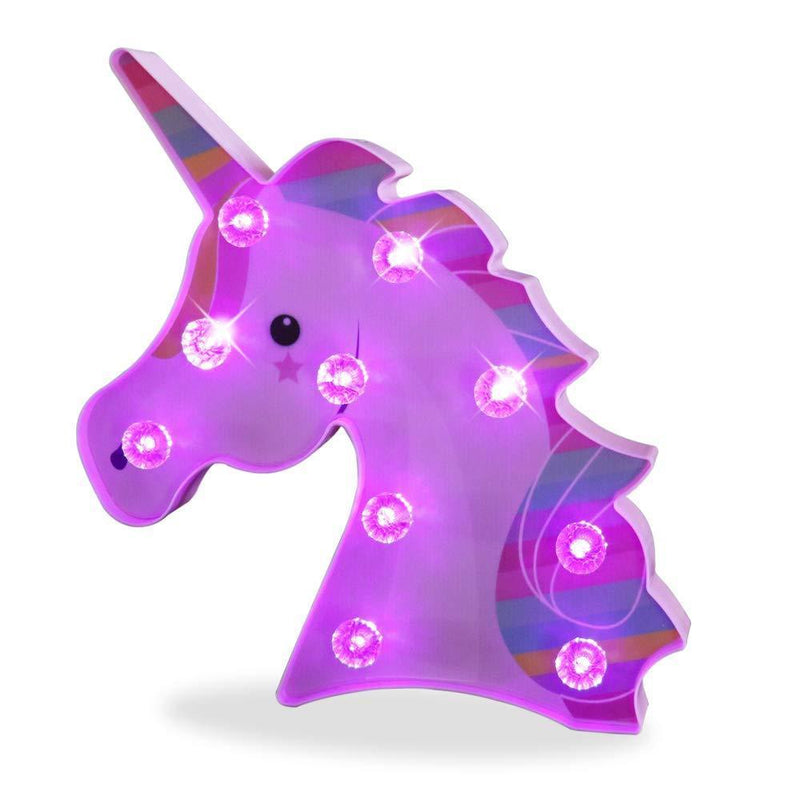 Pooqla LED Night Light Lamp Kids Marquee Letter Lights Unicorn Shape Signs Light Up Christmas Party Wall Decoration Battery Operated (Pink)