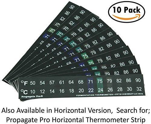 Stick On Thermometer Strip, Digital Temperature Display for Fermenting, Brewing, Wine, Beer, Kombucha or Aquariums. 50-90F (10-32C) Adhesive Sticker 10 Pack (10)
