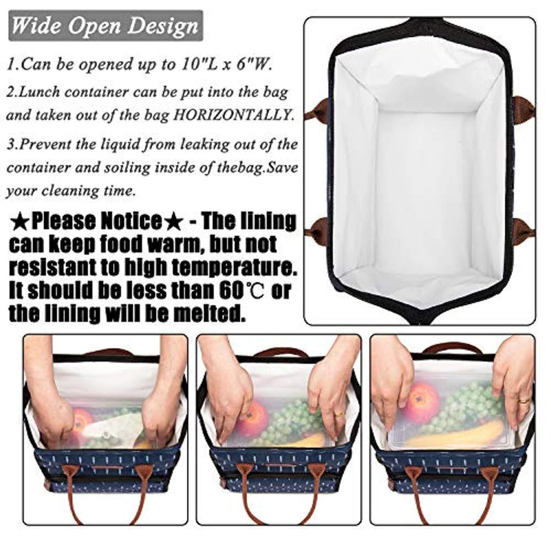 LOKASS Lunch Bag Insulated Lunch Box Wide-Open Lunch Tote Bag Large Drinks Holder Durable Nylon Thermal Snack Organizer for Women Men Adults College Work Picnic Hiking Beach Fishing,Feather