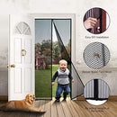 Magnetic Screen Door, COZYDREAM Screen Door with Full Frame Velcro Hook and Loop Pet and Kid Friendly, Fits Door Size up to 34"-82" Max- Black