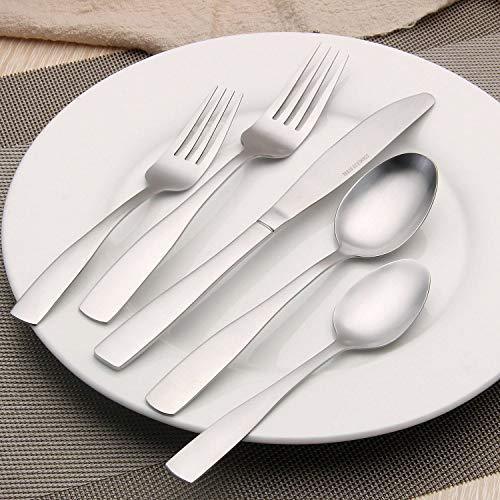 Matte Black Silverware Set, Satin Finish 20-Piece Stainless Steel Flatware set, Tableware Cutlery Set Service for 4,Utensils for Kitchens, Dishwasher Safe