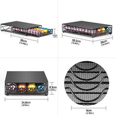RECAPS Coffee Pod Holder Drawer Storage Coffee Capsules Kitchen Organizer Compatible with Vertuoline Stores 40 Capsules Black Color