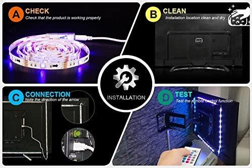 PANGTON VILLA Led Strip Lights 6.56ft for 40-60in TV, USB LED TV Backlight Kit with Remote - 16 Color Changing 5050 Leds Bias Lighting for HDTV