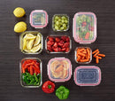 Vibz Glass Food Storage Containers - 18 Piece - Prep, Freeze, Reheat, Bake, Oven Safe Containers for Home and Work - Lunch Containers Portion Control Containers - We Make Mommies Happier